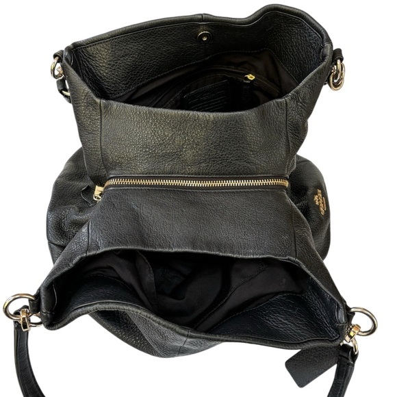Coach Phoebe Pebbled Leather Shoulder Bag in Black F35723 - Picture 8 of 16